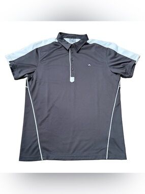 J Lindeberg Polo Shirt Mens L Black Short Sleeve Poly Field Sensor Golf Casual